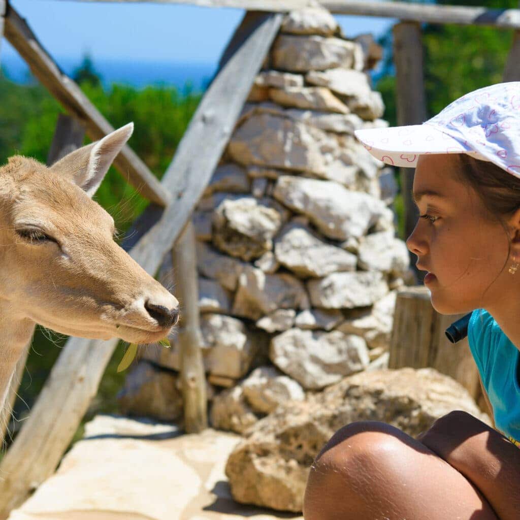 Mała dziewczynka z danielem w Askos, Zakynthos, Grecja – wycieczki fakultatywne Grecja Pelponez